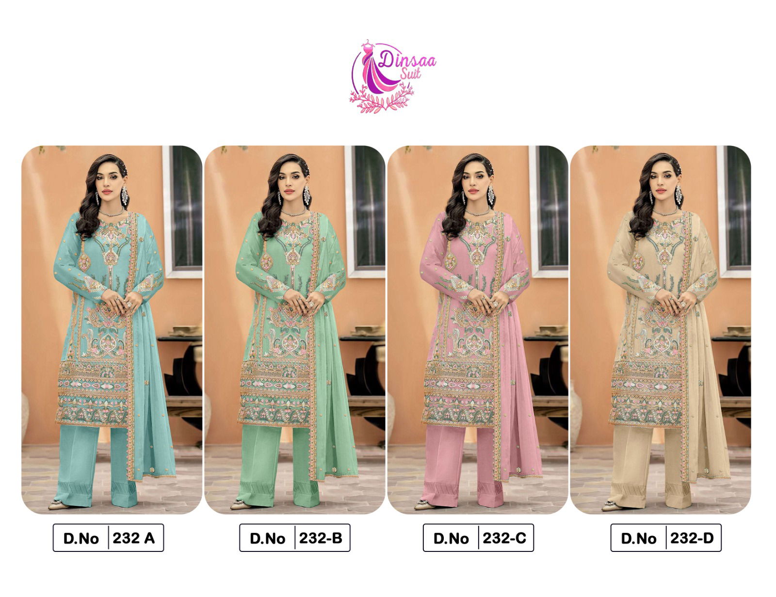 Dinsaa 232 Faux Georgette Pakistani Suits Catalog
